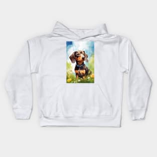 Cute Adorable Dachshund on a Sunny Day Kids Hoodie